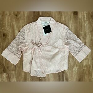 Pink Floral Modern Hanbok Jeogori Top (Large)